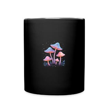 Mystische Waldkunst mit Pilzen - Tasse einfarbig - Schwarz - Vorne