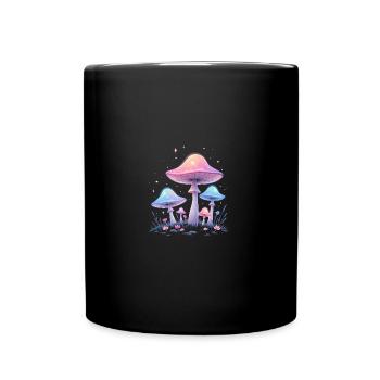 Magic Mushrooms - Mystical Forest Art - Full Colour Mug - black - Front