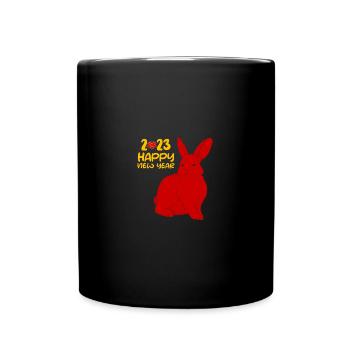 Chinesisches Neujahr Hase Asien 2023 I Geschenk - Tasse einfarbig - Schwarz - Vorne