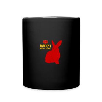 Chinesisches Neujahr Hase Asien 2023 I Geschenk - Tasse einfarbig - Schwarz - Vorne