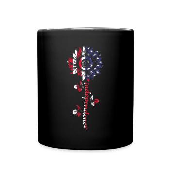 Sunflower Independence Day July 4 America - Full Colour Mug - black - Front