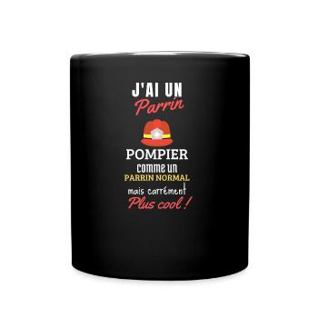 Parrain Pompier 3ème anniversaire camion - Mug uni - noir - Devant