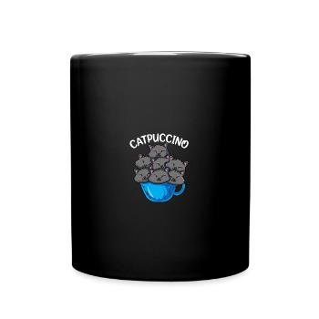 Catpuccino Kawaii Katze Kaffee Anime Otaku - Tasse einfarbig - Schwarz - Vorne