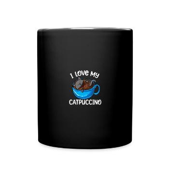 Catpuccino Kawaii Katze Kaffee Anime Otaku - Tasse einfarbig - Schwarz - Vorne