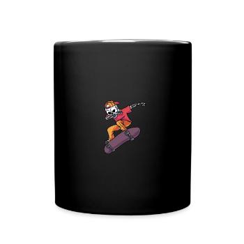 Dabbing Skater Skelett Skateboard Longboard - Tasse einfarbig - Schwarz - Vorne