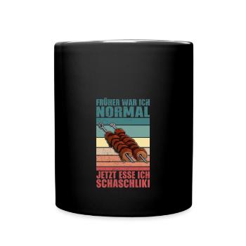 I used to be normal, now I eat shish kebab - Full Colour Mug - black - Front