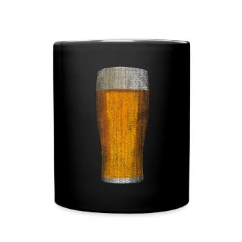 Bierglas frisches Bier - Tasse einfarbig - Schwarz - Vorne