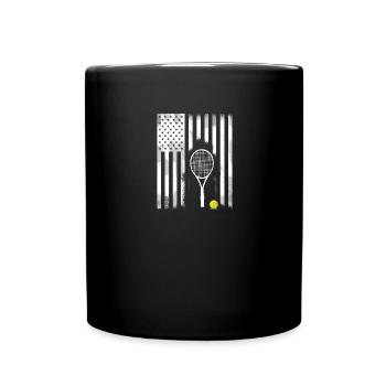 raquette de tennis drapeau amérique usa stars balle - Mug uni - noir - Devant