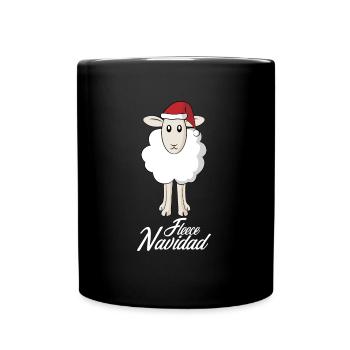 Schaf Weihnachten Nikolaus Mütze Wolle Geschenk - Tasse einfarbig - Schwarz - Vorne