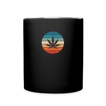 Hanf Cannabis Hanfblatt THC CBD Retro Geschenk - Tasse einfarbig - Schwarz - Vorne