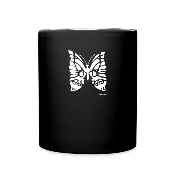butterfly skull schmetterling knochen - Tasse einfarbig - Schwarz - Vorne