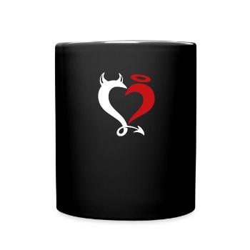 Engel und Teufel Liebespaar. - Tasse einfarbig - Schwarz - Vorne