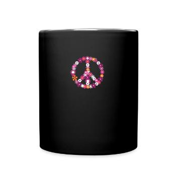 Fleur puissance signe paix paix hippie - Mug uni - noir - Devant