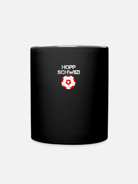 Hopp Schwiiz Suisse Schweiz Fussball Fußball Fan - Tasse einfarbig - Schwarz