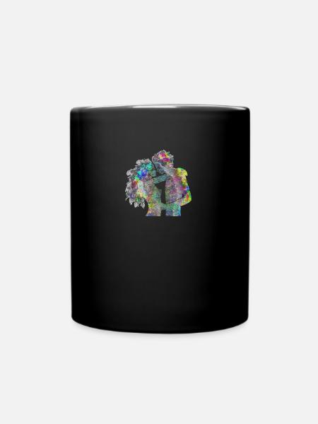 Loving couple psychedelic - Full Colour Mug - black