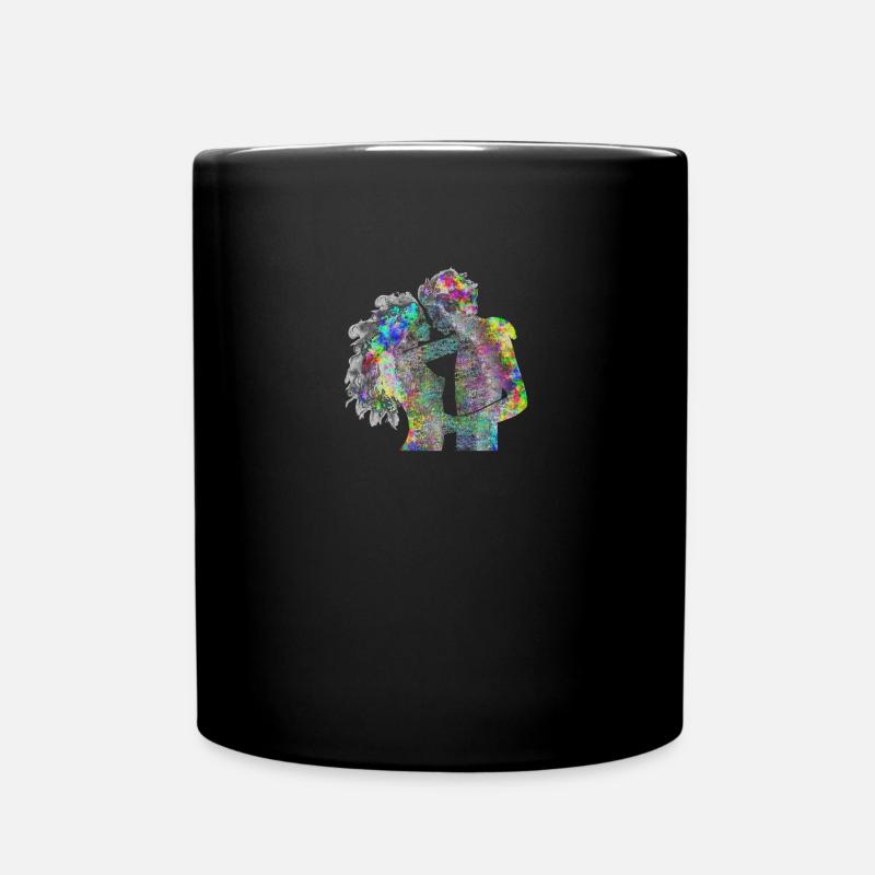 Psychedelisches Liebespaar - Tasse einfarbig - Schwarz