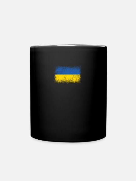 Ukraine Vintage Flagge Fahne Wappen - Tasse einfarbig - Schwarz