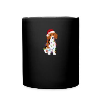 Beagle dog Christmas fairy lights - Full Colour Mug - black - Front