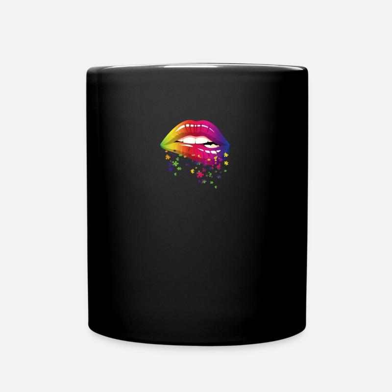 Lip biting - Full Colour Mug - black