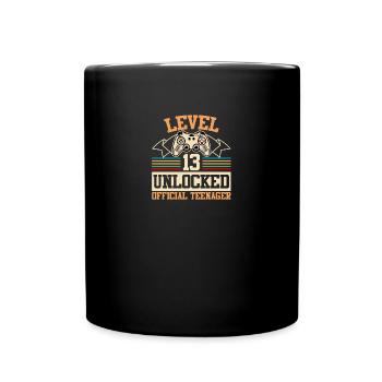 Level 13 Unlocked Official Teenager - Full Colour Mug - black - Front