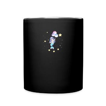 Space Mermaid Floating With Balloons - Full Colour Mug - black - Front