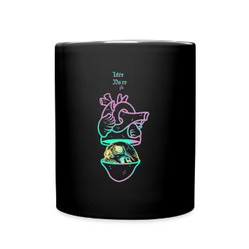 Heart Skull 1 mauve avec logo Idée Noire - Mug uni - noir - Devant