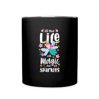 Elf Sister Unicorn - Full Colour Mug - black - Front