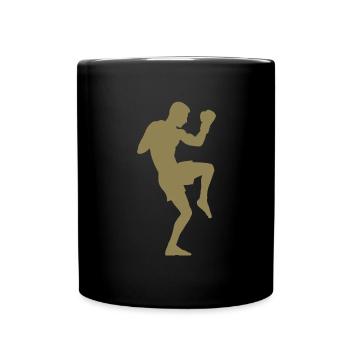 Boxer-Silhouette, Kraftvolles Kampfsport-Design - Tasse einfarbig - Schwarz - Vorne