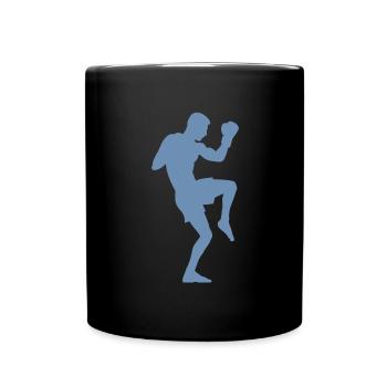 Boxer-Silhouette, Kraftvolles Kampfsport-Design - Tasse einfarbig - Schwarz - Vorne