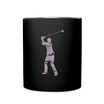 Golf Golfer Silhouette - White Grunge Design - Full Colour Mug - black - Front