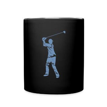 Golf Golfer Silhouette - Weißes Grunge Design - Tasse einfarbig - Schwarz - Vorne