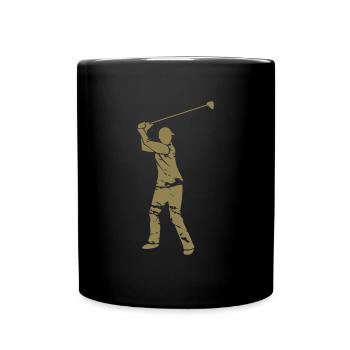 Golf Golfer Silhouette - Weißes Grunge Design - Tasse einfarbig - Schwarz - Vorne