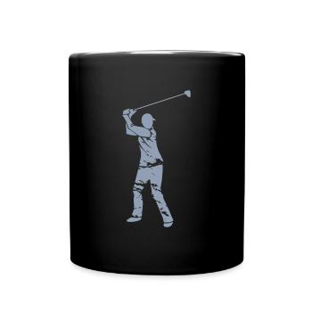Golf Golfer Silhouette - Weißes Grunge Design - Tasse einfarbig - Schwarz - Vorne