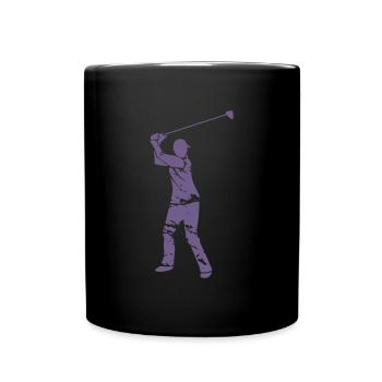 Golf Golfer Silhouette - Weißes Grunge Design - Tasse einfarbig - Schwarz - Vorne