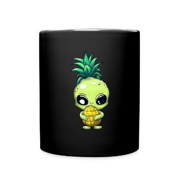 Alien with pineapple hair - Full Colour Mug - black - Front