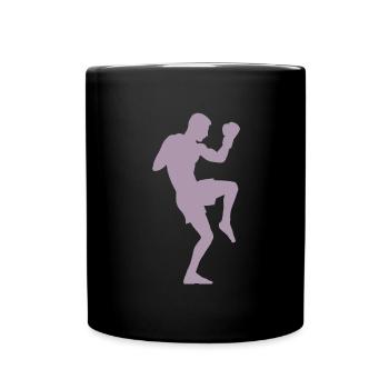 Boxer-Silhouette, Kraftvolles Kampfsport-Design - Tasse einfarbig - Schwarz - Vorne