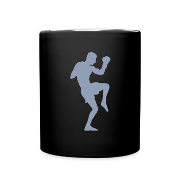 Boxer-Silhouette, Kraftvolles Kampfsport-Design - Tasse einfarbig - Schwarz - Vorne