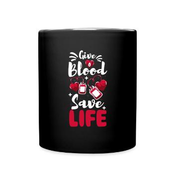 Blutspender Helfen Sozial - Tasse einfarbig - Schwarz - Vorne