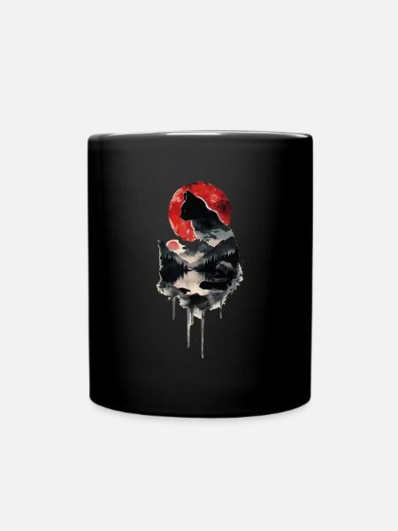 Schwarze Katze - Tasse einfarbig - Schwarz