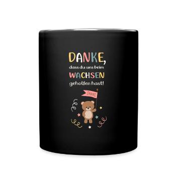 Danke dass du uns beim Wachsen geholfen hast Bär - Tasse einfarbig - Schwarz - Vorne