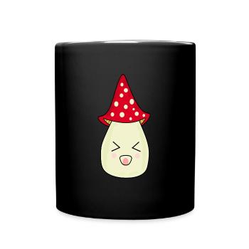 Mushroom fly agaric red with face - Full Colour Mug - black - Front