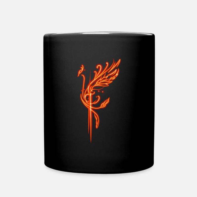 Firebird Phoenix neon style orange / rot - Tasse einfarbig - Schwarz