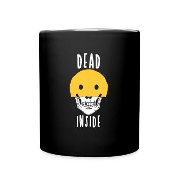 Dead Inside Smiley - Mental Health Spruch - Tasse einfarbig - Schwarz - Vorne