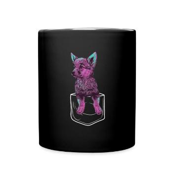 pink baby wolf in pocket size - Full Colour Mug - black - Front