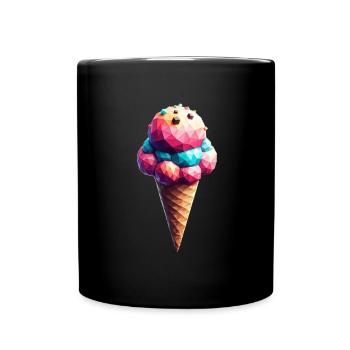 Un délicieux cornet de crème glacée de style polygone - Mug uni - noir - Devant