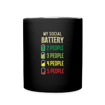My Social Battery Funny Antisocial Introvert - Full Colour Mug - black - Front