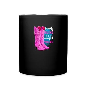 Stiefel und Bling - Tasse einfarbig - Schwarz - Vorne