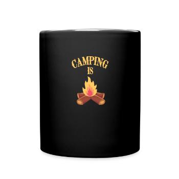 Camping is Awesome - Tasse einfarbig - Schwarz - Vorne