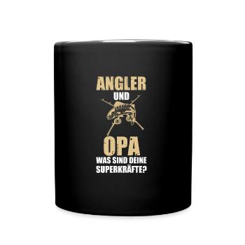 Fisch Fischer Angler angeln Geschenk - Tasse einfarbig - Schwarz - Vorne