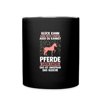 Reiten Pferd Reiter Geschenk - Tasse einfarbig - Schwarz - Vorne